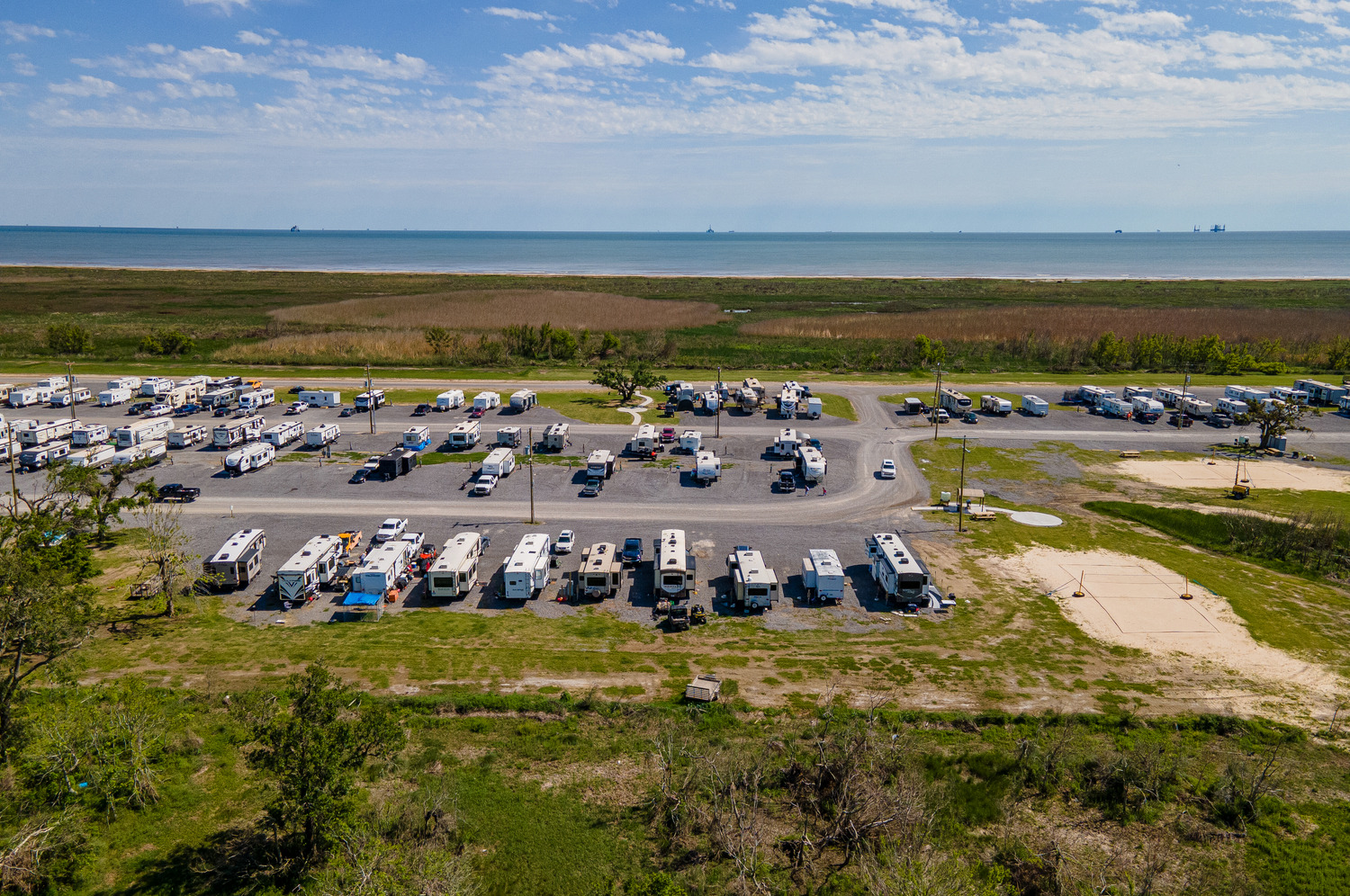 Aerial View of Cameron Park and the Gulf of Mexico